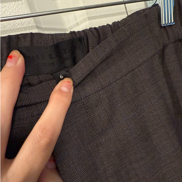 New! Nili Lotan 6 Glen Plaid Chelsea 100% Wool Pants $495 Elastic Waist Gray - Picture 5 of 9